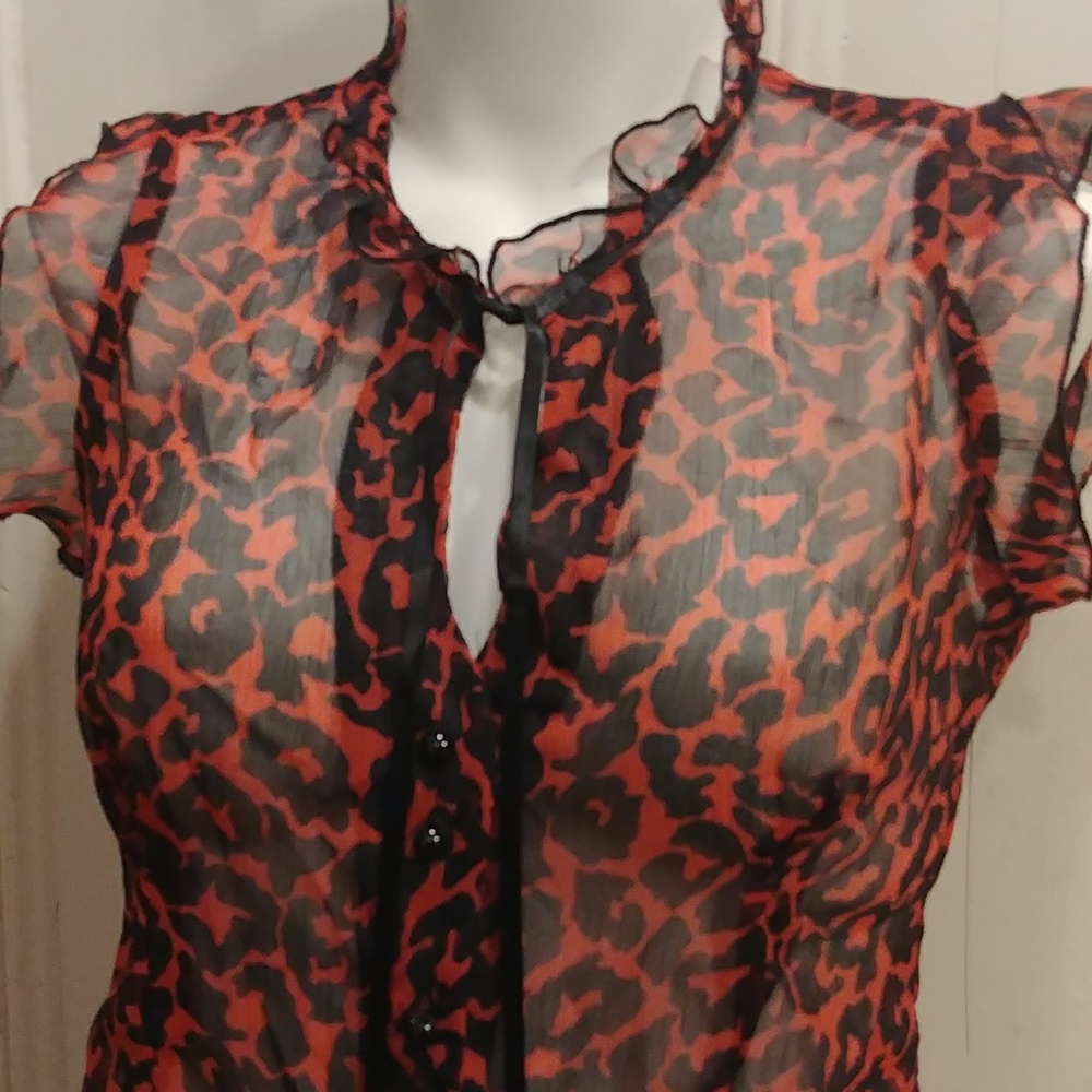 Atmosphere UK Leopard Print Button Up Sheer Blouse